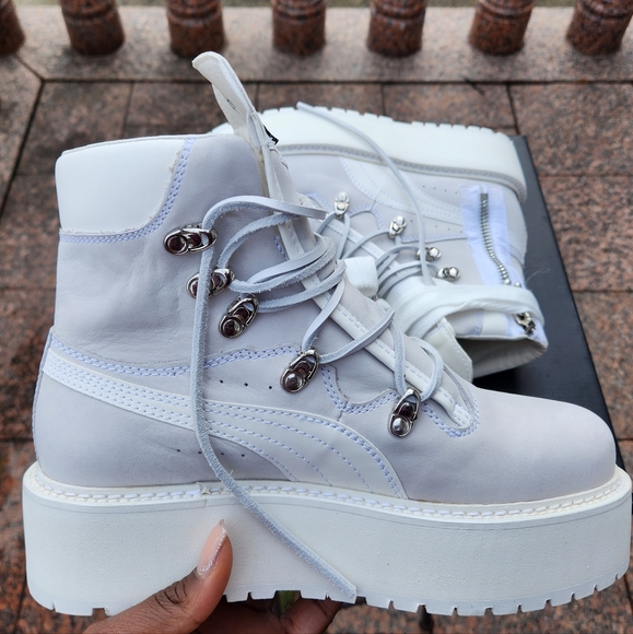 PUMA x FENty Rihanna LaceUp Combat Boots - White - Picture 3 of 12
